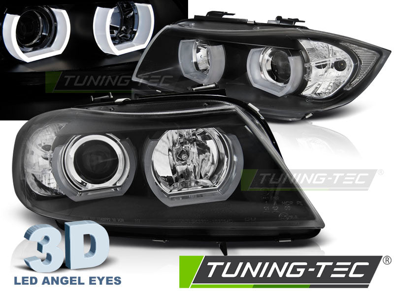 Tuning-Tec 3D LED Angel Eyes Scheinwerfer für BMW 3er E90/E91 05-08 schwarz
