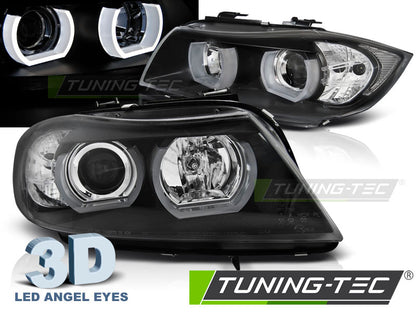 Tuning-Tec 3D LED Angel Eyes Scheinwerfer für BMW 3er E90/E91 05-08 schwarz