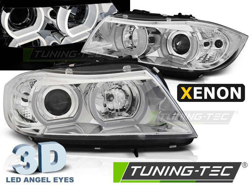 Tuning-Tec Xenon LED Angel Eyes Scheinwerfer für BMW 3er E90/E91 05-08 chrom