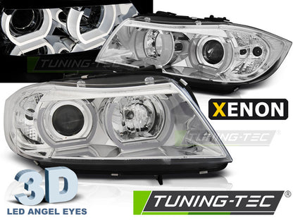 Tuning-Tec Xenon LED Angel Eyes Scheinwerfer für BMW 3er E90/E91 05-08 chrom