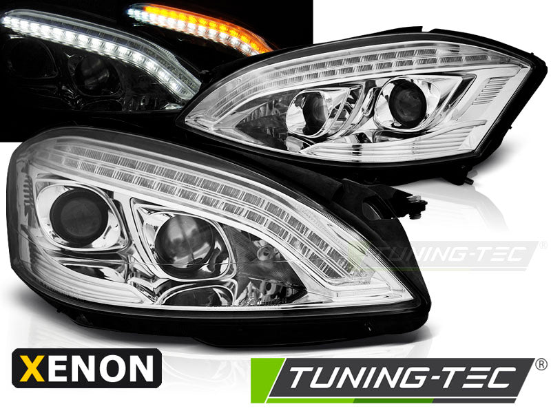 Tuning-Tec Xenon LED Tagfahrlicht Scheinwerfer für Mercedes Benz S-Klasse W221 05-09 chrom