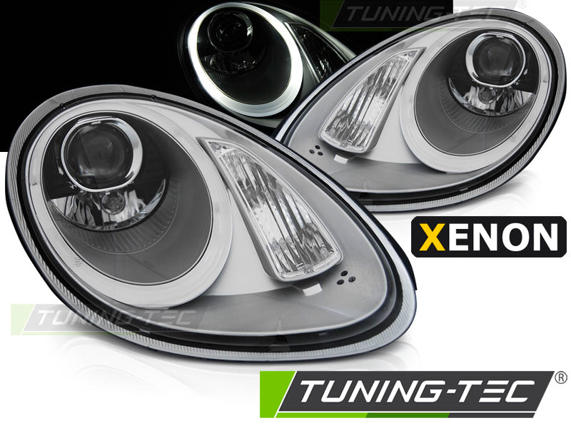 Tuning-Tec Xenon LED Tagfahrlicht Scheinwerfer für Porsche Boxster 987 / Cayman 987c 05-08 silber