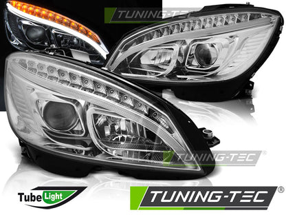 Tuning-Tec LED Tagfahrlicht Scheinwerfer für Mercedes Benz C-Klasse W204 07-10 chrom LTI