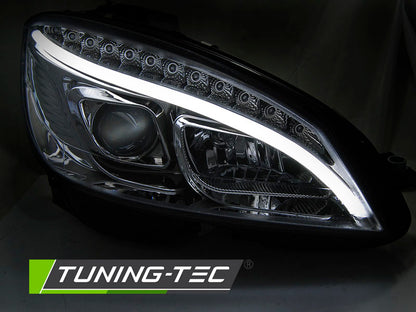 Tuning-Tec LED Tagfahrlicht Scheinwerfer für Mercedes Benz C-Klasse W204 07-10 chrom LTI