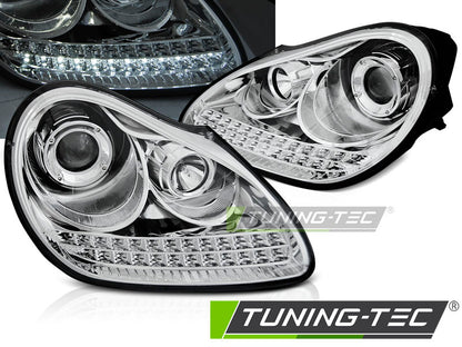 Tuning-Tec Xenon LED Tagfahrlicht Scheinwerfer für Porsche Cayenne 955 02-06 chrom mit LED Blinker