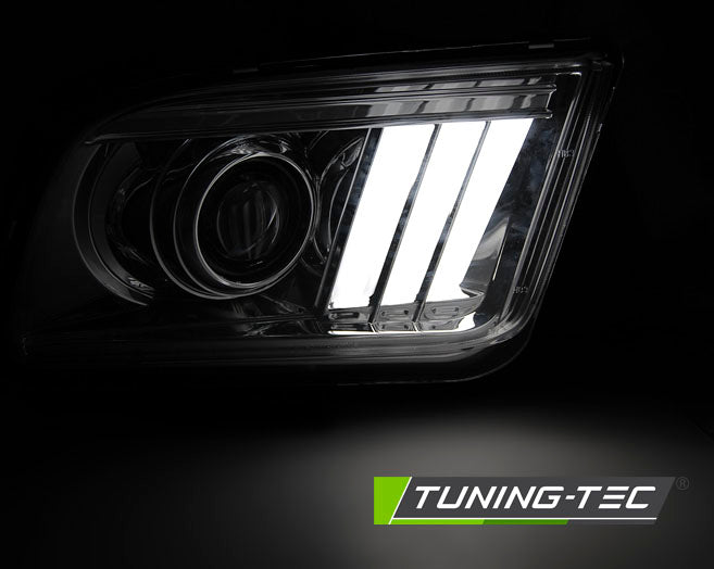 Tuning-Tec LED Tagfahrlicht Scheinwerfer für Ford Mustang IV 04-09 chrom