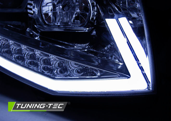 Tuning-Tec LED Tagfahrlicht Scheinwerfer für VW T6 15-19 chrom mit LED Blinker