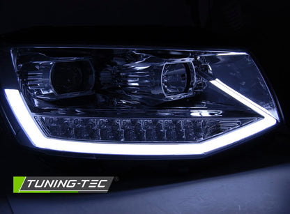 Tuning-Tec LED Tagfahrlicht Scheinwerfer für VW T6 15-19 chrom mit LED Blinker