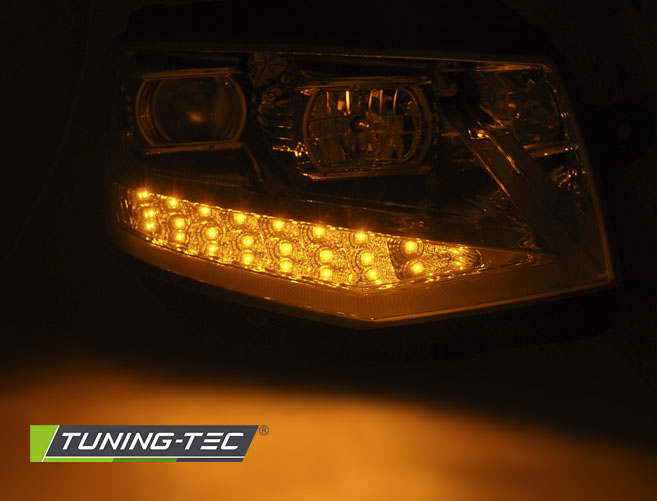 Tuning-Tec LED Tagfahrlicht Scheinwerfer für VW T6 15-19 chrom mit LED Blinker