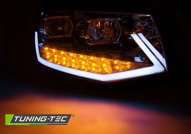 Tuning-Tec LED Tagfahrlicht Scheinwerfer für VW T6 15-19 chrom mit LED Blinker