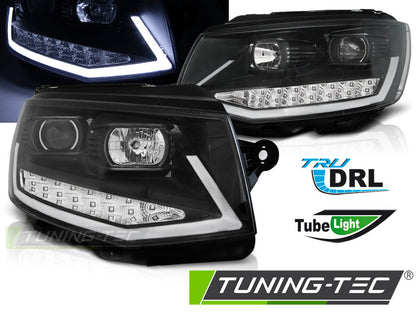 Tuning-Tec LED Tagfahrlicht Scheinwerfer für VW T6 15-19 schwarz mit LED Blinker