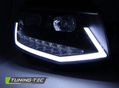 Tuning-Tec LED Tagfahrlicht Scheinwerfer für VW T6 15-19 schwarz mit LED Blinker