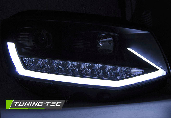 Tuning-Tec LED Tagfahrlicht Scheinwerfer für VW T6 15-19 schwarz mit LED Blinker