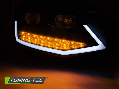 Tuning-Tec LED Tagfahrlicht Scheinwerfer für VW T6 15-19 schwarz mit LED Blinker