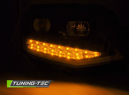 Tuning-Tec LED Tagfahrlicht Scheinwerfer für VW T6 15-19 schwarz mit LED Blinker