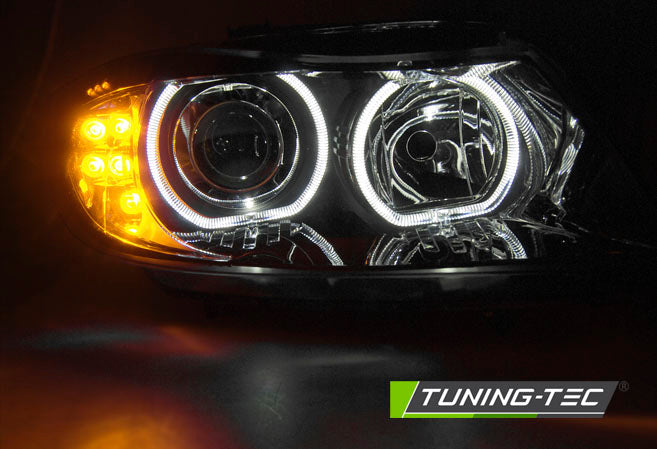 Tuning-Tec LED Angel Eyes Scheinwerfer für BMW 3er E90/E91 05-08 schwarz mit LED Blinker