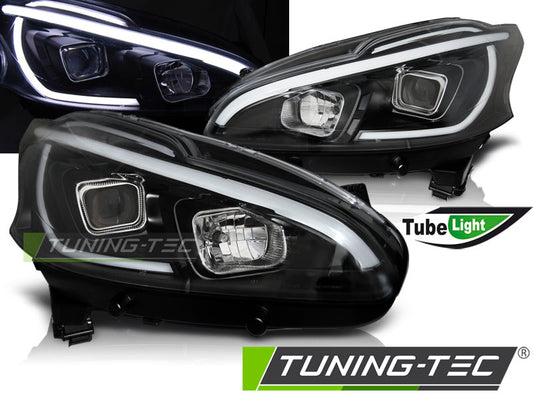 Tuning-Tec LED Tagfahrlicht Scheinwerfer für Peugeot 208 12-15 schwarz mit LED Blinker