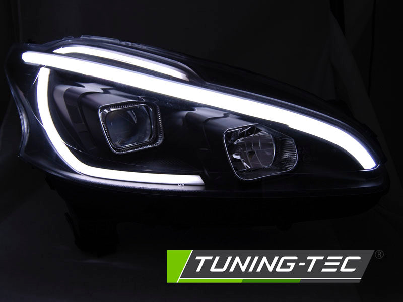 Tuning-Tec LED Tagfahrlicht Scheinwerfer für Peugeot 208 12-15 schwarz mit LED Blinker