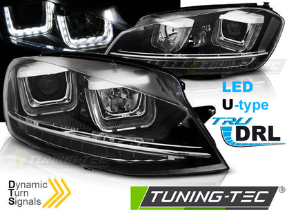 Tuning-Tec LED Tagfahrlicht Scheinwerfer für VW Golf 7 12-17 schwarz / chrom mit dynamischem LED Blinker