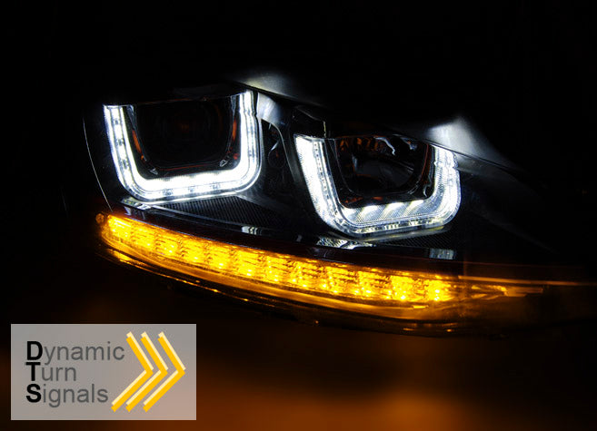 Tuning-Tec LED Tagfahrlicht Scheinwerfer für VW Golf 7 12-17 schwarz / rot mit dynamischem LED Blinker