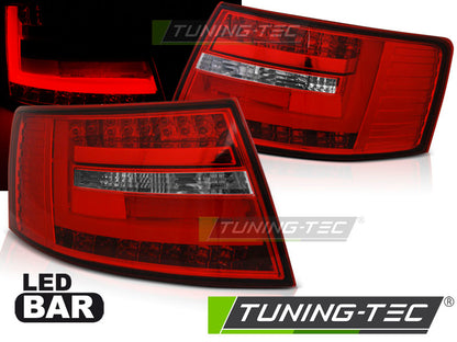 Tuning-Tec LED Lightbar Rückleuchten für Audi A6 4F (C6) 04-08 Limousine rot/klar (6Pin)