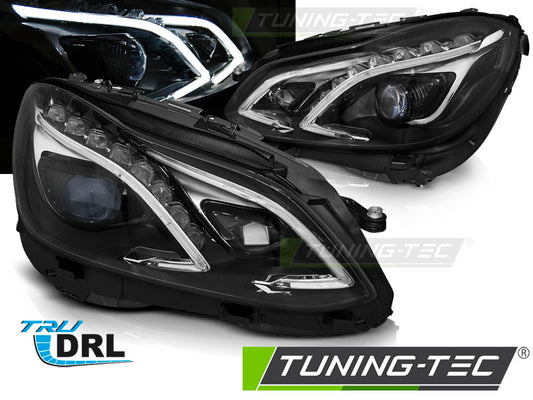 Tuning-Tec Voll LED Tagfahrlicht Scheinwerfer für Mercedes Benz E-Klasse W212 13-16 schwarz