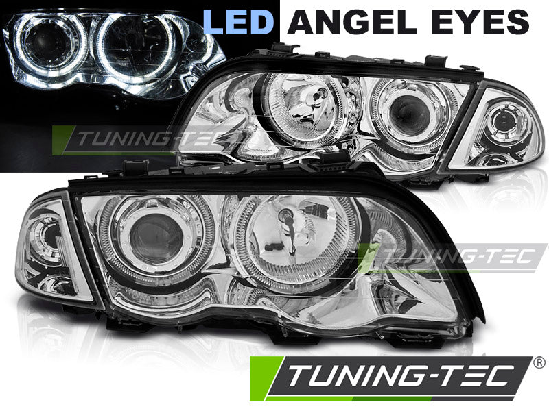 Tuning-Tec LED Angel Eyes Scheinwerfer für BMW 3er E46 98-01 chrom Set