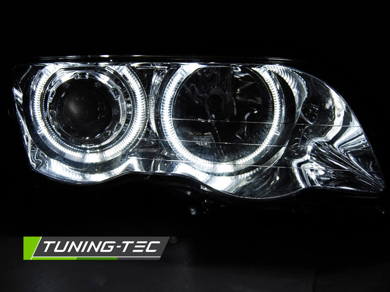 Tuning-Tec LED Angel Eyes Scheinwerfer für BMW 3er E46 98-01 chrom Set