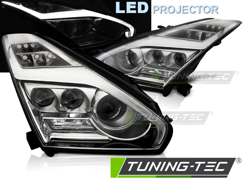 Tuning-Tec Voll LED Tagfahrlicht Scheinwerfer für Nissan GTR 08-13 chrom