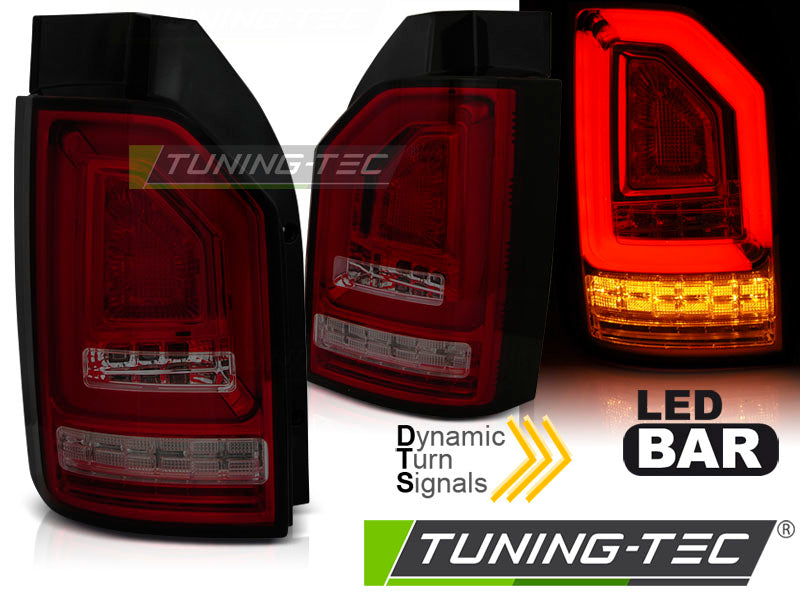 Tuning-Tec Voll LED Lightbar Rückleuchten für VW T6 15-19 rot/rauch mit dynamischem Blinker