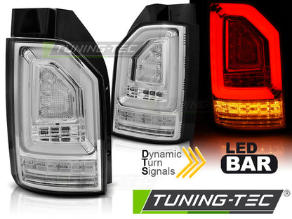 Tuning-Tec Voll LED Lightbar Rückleuchten für VW T6 15-19 chrom/klar mit dynamischem Blinker