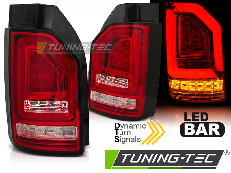 Tuning-Tec Voll LED Lightbar Rückleuchten für VW T6 15-19 rot/klar mit dynamischem Blinker