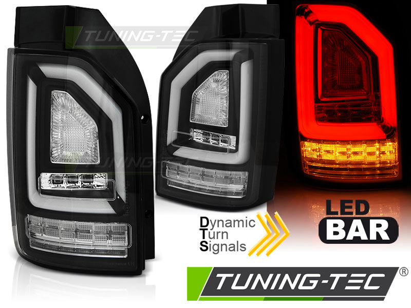 Tuning-Tec Voll LED Lightbar Rückleuchten für VW T6 15-19 schwarz/klar mit dynamischem Blinker