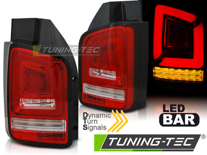 Tuning-Tec Voll LED Lightbar Rückleuchten für VW T6 15-19 Rot/Weiß / Dynamischer Blinker