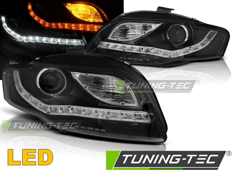 Tuning-Tec LED Tagfahrlicht Scheinwerfer für Audi A4 B7 05-08 schwarz