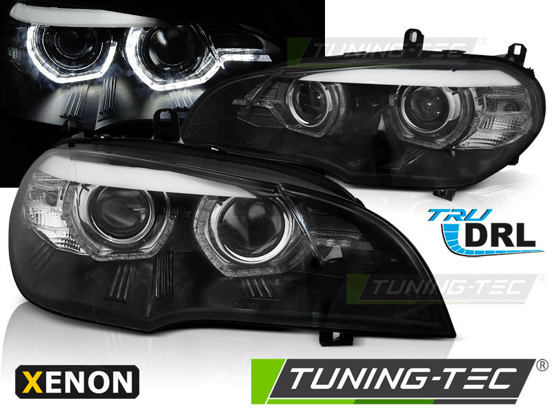 Tuning-Tec Xenon LED Tagfahrlicht Angel Eyes Scheinwerfer für BMW X5 E70 07-10 schwarz