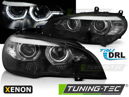 Tuning-Tec Xenon LED Tagfahrlicht Angel Eyes Scheinwerfer für BMW X5 E70 07-10 schwarz