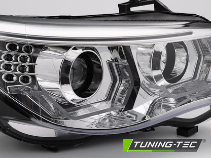 Tuning-Tec 3D LED Angel Eyes Scheinwerfer für BMW 5er E60 / E61 03-07 chrom mit LED Blinker