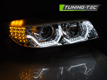 Tuning-Tec 3D LED Angel Eyes Scheinwerfer für BMW 3er E90/E91 05-08 chrom mit LED Blinker