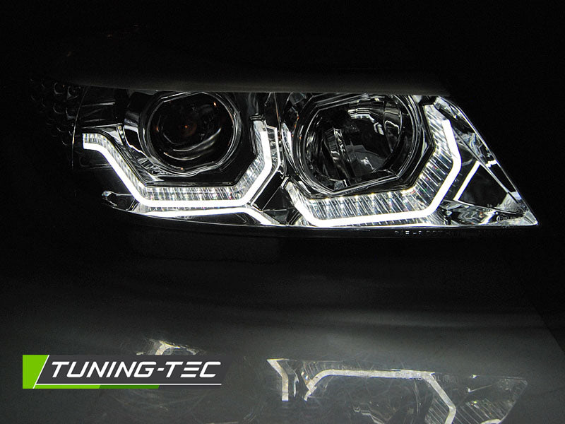 Tuning-Tec 3D LED Angel Eyes Scheinwerfer für BMW 3er E90/E91 05-08 chrom mit LED Blinker