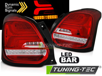 Tuning-Tec Voll LED Lightbar Rückleuchten für Suzuki Swift VI (6) 17+ rot/klar mit dynamischem Blinker