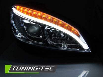 Tuning-Tec LED Tagfahrlicht Scheinwerfer für Mercedes Benz C-Klasse W204 07-10 chrom