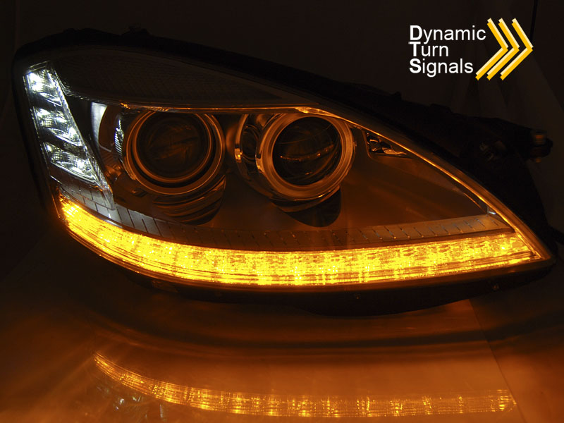 Tuning-Tec Xenon LED Tagfahrlicht Scheinwerfer für Mercedes Benz S-Klasse W221 05-09 chrom