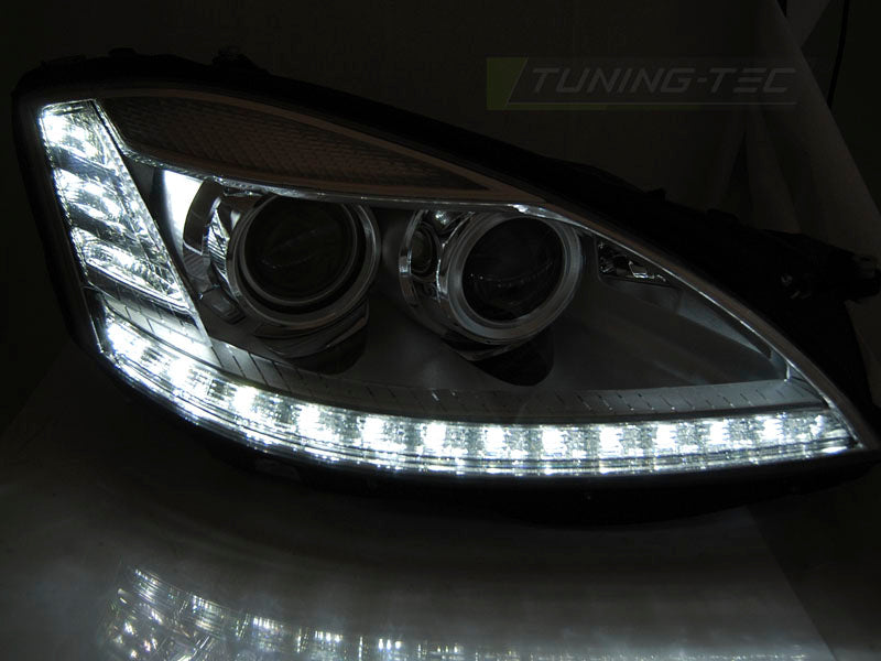 Tuning-Tec Xenon LED Tagfahrlicht Scheinwerfer für Mercedes Benz S-Klasse W221 05-09 chrom