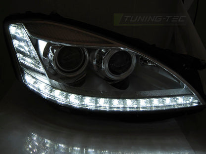Tuning-Tec Xenon LED Tagfahrlicht Scheinwerfer für Mercedes Benz S-Klasse W221 05-09 chrom