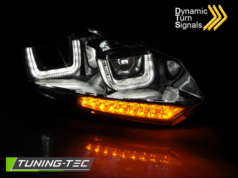 Tuning-Tec LED Tagfahrlicht Scheinwerfer für VW Golf 6 08-12 chrom im Golf 7 mit dynamischem LED Blinker