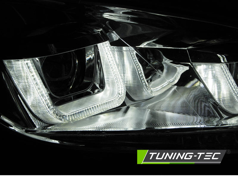 Tuning-Tec LED Tagfahrlicht Scheinwerfer für VW Golf 6 08-12 chrom im Golf 7 mit dynamischem LED Blinker
