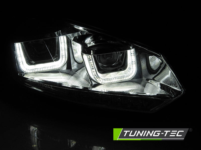Tuning-Tec LED Tagfahrlicht Scheinwerfer für VW Golf 6 08-12 chrom im Golf 7 mit dynamischem LED Blinker