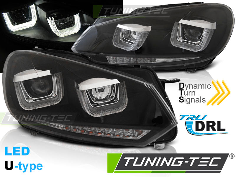 Tuning-Tec LED Tagfahrlicht Scheinwerfer für VW Golf 6 08-12 schwarz im Golf 7 mit dynamischem LED Blinker