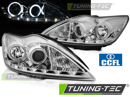 Tuning-Tec CCFL Angel Eyes Scheinwerfer für Ford Focus 2 Facelift 08-10 chrom